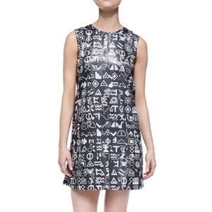 Kenzo Dress Paris Symbols-Print Sequined Sleeveless Dress US 10 FR 42 Authentic